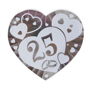 Piatti Cuore Nozze D' Argento 26 x 24 cn 6 pz 