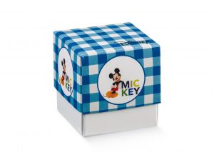 Scatola Fleur senza finestra Mickey Party Blu in cartoncino 90 x 90 x 90 mm