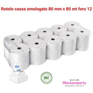 20 ROTOLI TERMICI MM 80x80 CARTA TERMICA FORO 12 OMOLOGATI REGISTRATORE - Foto 8